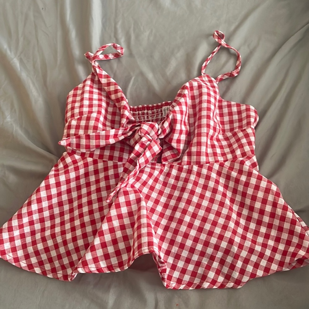 red & white gingham tank top